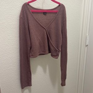 SHEIN Surplice Neck Waffle Knit Crop Top